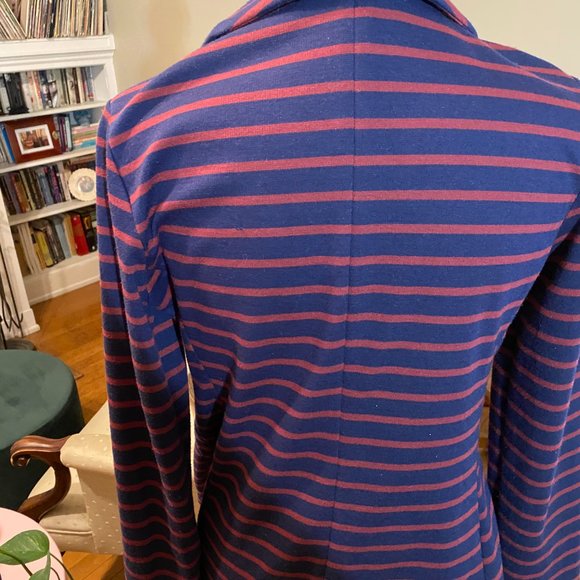 Xhilaration Navy & Maroon Striped Jersey Blazer | Size Small - Picture 3 of 4